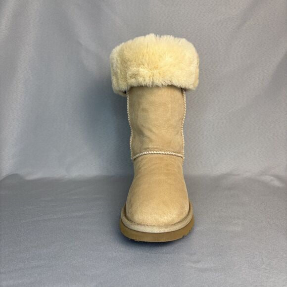 Womens UGG Boots Sz 7 Classic Tall Sand Sheepskin Suede Wool Boho Festival $220 - Picture 12 of 15